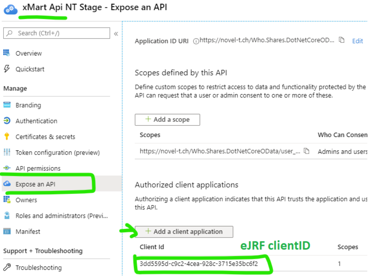 Expose an API in xMart > Add a Client application